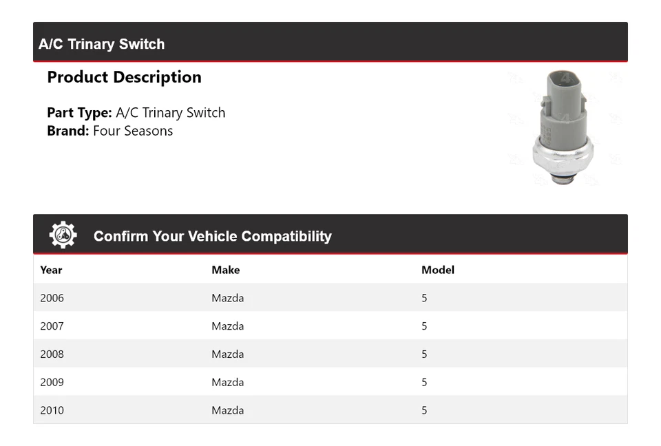 Interruptor trinario de aire acondicionado para Mazda 5 2006-2010 4 estaciones 2007 2008 2009 Foto 2 de 4