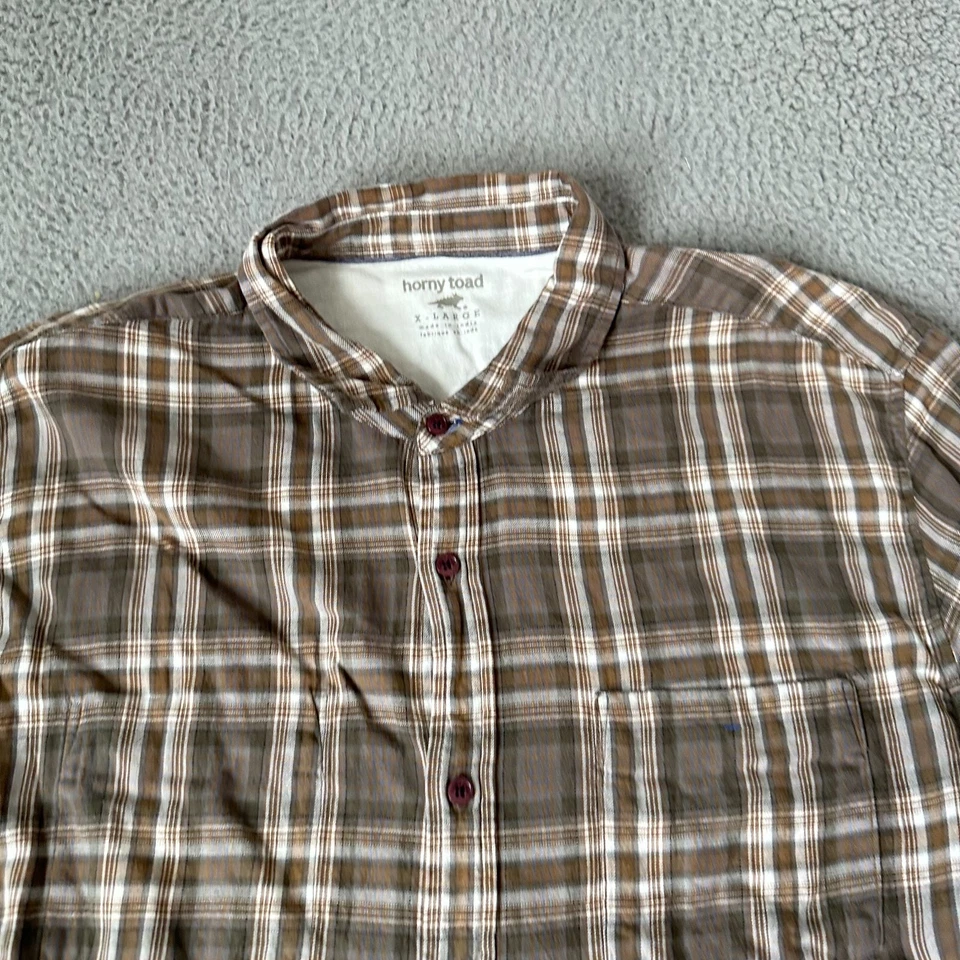 Camisa Sapo Cachonda Adulto Extra Grande XL Blanca Marrón Algodón Orgánico Abotonada Para Hombres Foto 3 de 4