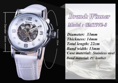 Womens Automatic Transparent Skeleton Luxury Leather Band  display picture 1