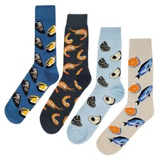 NWT Seafood Dress Socks 4 Pack Novelty Men 8-12 Crazy Fun Sockfly