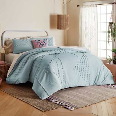 new ETHER GREEN Wild Sage Michaela Tufted Triangles TWIN XL Comforter Set - DORM