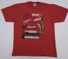 Vintage 1988 New Orleans Music Jazz Rock Blues Print T Shirt Vtg XL 80s USA Made
