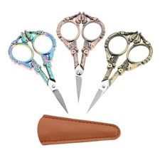 Retro Embroidery Scissors with Leather Cap 4.6in For Sewing DIY Craft Needlework