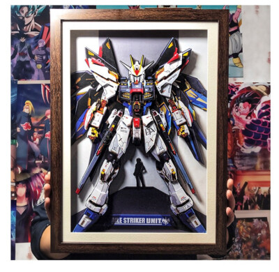 CUSTOM HAND CRAFTED 3D STRIKE GUNDAM MATTED FRAMED ART PRINT bandai mg pg figure
