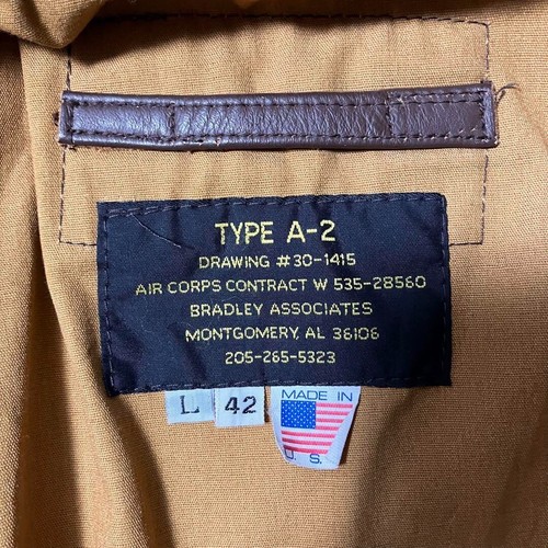The REAL McCOY'S A-2 Flight Jacket Dark Brown Leather Size L Vintage - Picture 7 of 7