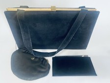 Koret Vintage Suede Top Handle Handbag Black Divider - Coin Purse and Mirror