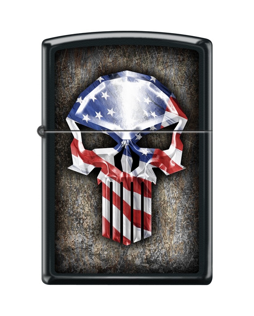 Zippo 82261 flag skull american flag patriotic punisher skull Lighter
