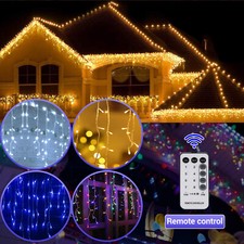 13'FT Curtain Icicle Lights Wedding Party LED Fairy Christmas Indoor Outdoor USA