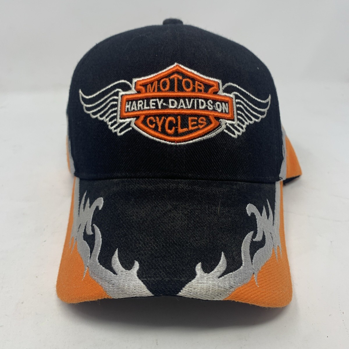 Harley Davidson Motorcycles Flames Black Orange Baseball Cap Hat
