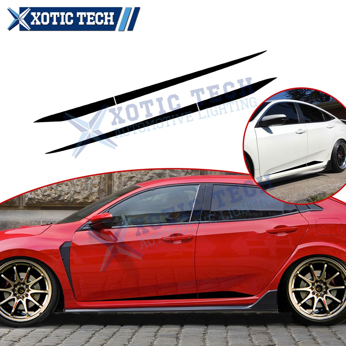 Black Vinyl Exterior Door Side Lower Cover Trim For Civic 10th Gen