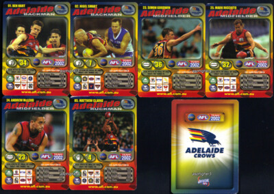 2002 AFL Teamcoach  Stars Logo Adelaide Crows FULL BASE TEAM COACH SET 6 Cards