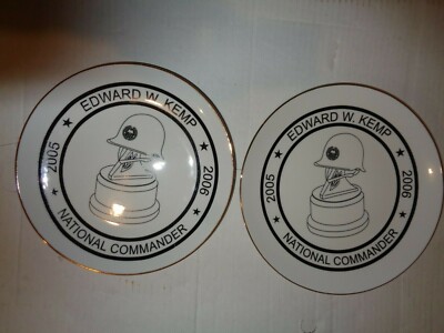 2 Edward W Kemp National Commander Linyi China Silver Phoenix Collection Plates