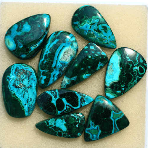 9 Pcs Natural Malachite Chrysocolla Top Grade 28mm-35mm Cabochon Loose Gemstones - Picture 11 of 17