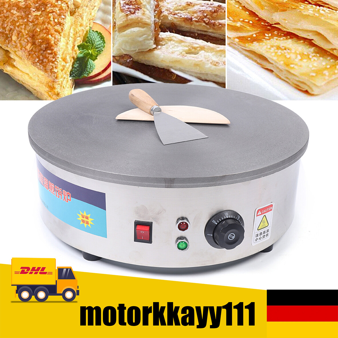 45cm Crepes Maker Crepesger?t Edelstahl Crepesplatte Crepe Crepesplatte 3KW
