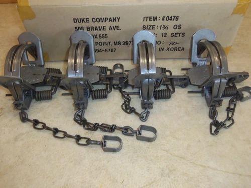 4 New Duke # 1 3/4 OFFSET Coil Spring Traps 0476 Coyote Bobcat Fox Trapping