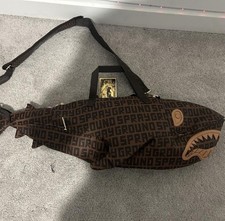 Sprayground Shark Crossbody Bag Monogram Patt...
