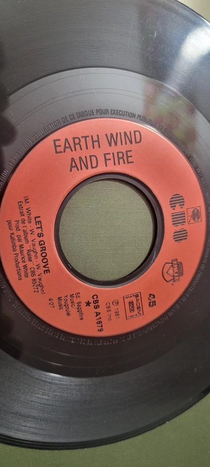 Disque 45 Tours Vinyle 7"Earth Wind & Fire Let's Groove 1981 Fr - Funk Disco - Photo 3/3