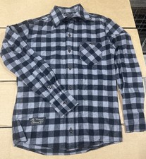 Vermont Flannel Company Men  s Fitted Flannel Shirt Gray Buffalo Plaid Small NWT