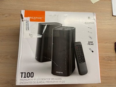 Creative Labs Creative T100 - Kompakte 2.0-Hi-Fi-Desktop-Lautsprecher für Comput