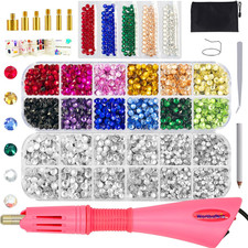 Bedazzler Kit with Rhinestones Hotfix Applicator Tool with 3400 Pcs Hot Fix Rhin