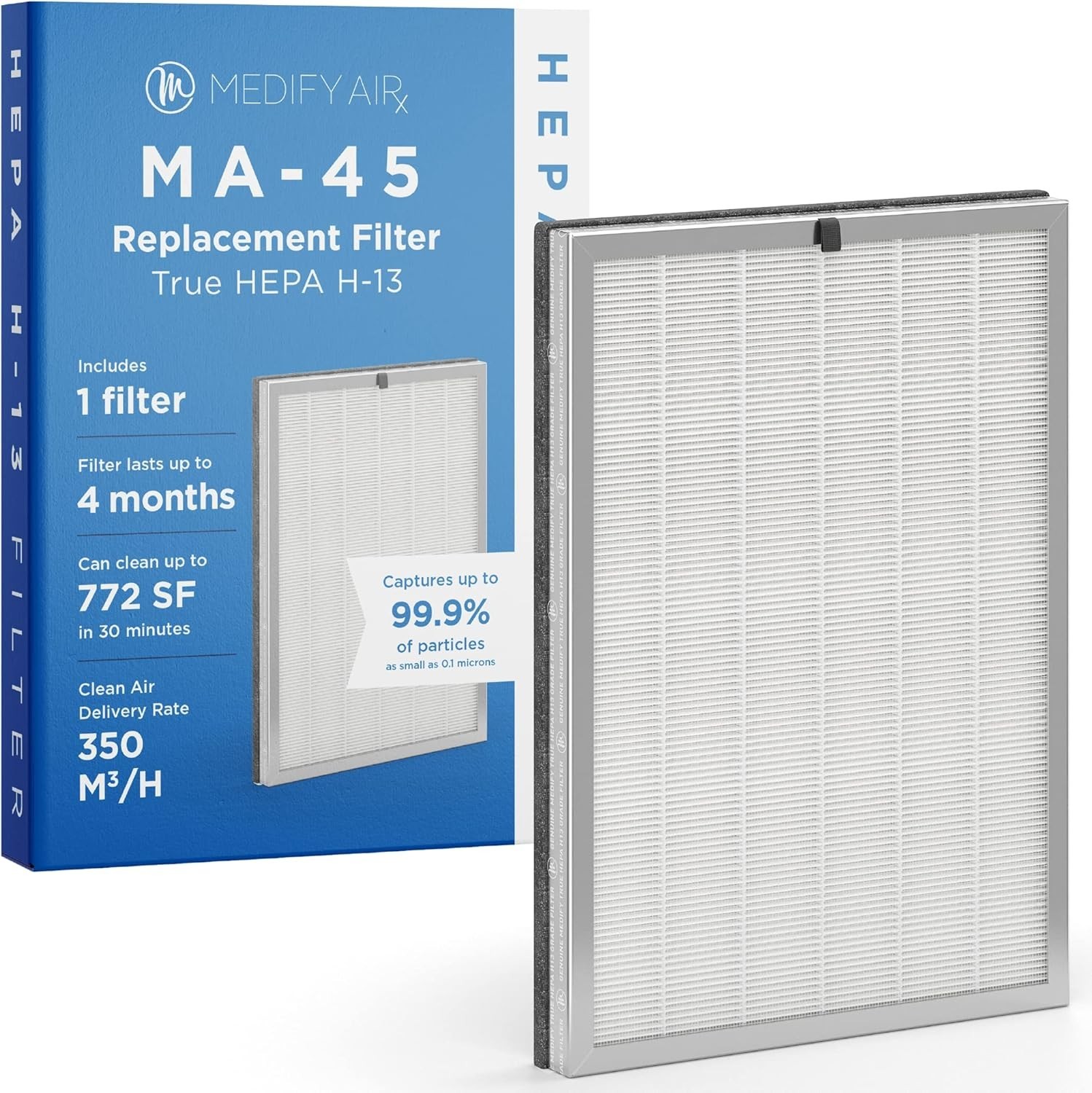 Medify MA-45 HEPA H13 3-in-1 Filter for Smoke, Dust, Odors, Allergens - 1Pk