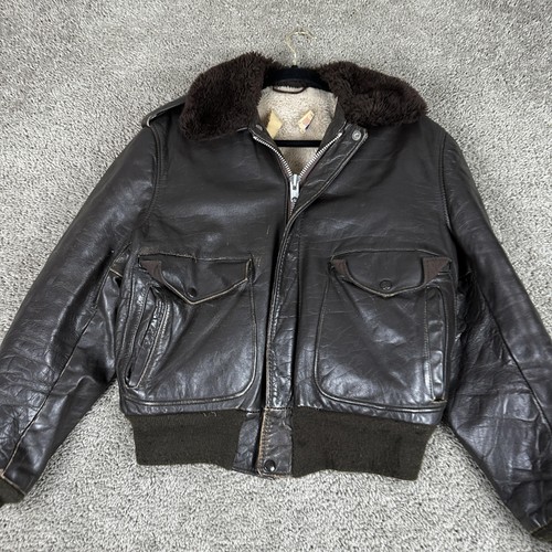 Chaqueta de Vuelo G-1 De Colección Marina de los Estados Unidos Para Hombres 44 Cuero Piel de Oveja Forrada Garra Años 70 - Imagen 3 de 22
