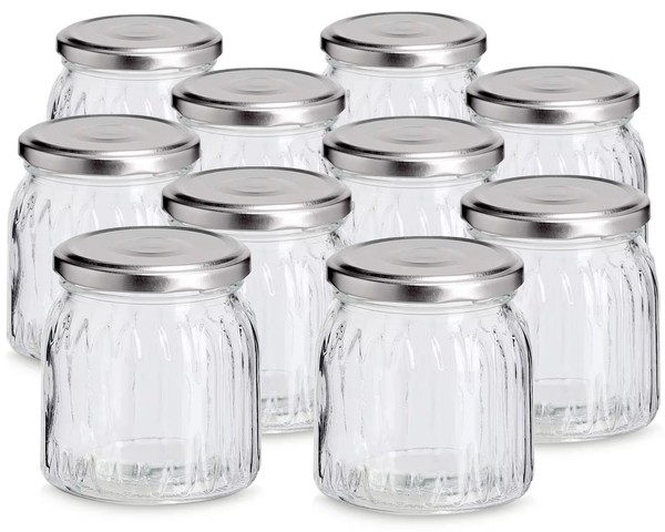 10Er SET Zeller 19058 Einmachglas 280 Ml Mit Metalldeckel, Ca. Ø 8,1 X 8,6 Cm-image
