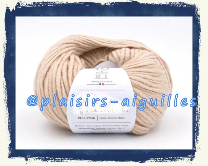 Laine PHIL Pima naturel en lot de 7 pelotes neuves pour tricot