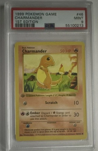 Pokémon Charmander Base Set Shadowless 1st Edition Regular 046/102 PSA 9 1999