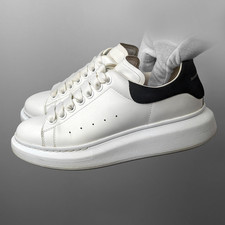 Alexander McQueen Oversized White/Black Leather Low Trainers Sneakers EU36D US6