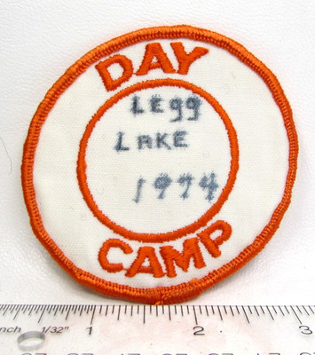 Vintage 1974 Legg Lake Day Camp Patch Whittier Narrows Rec Area El Monte CA GSA