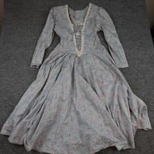 Vintage Gunne Sax By Jessica Dress Womens13 Blue Floral Lace Corset Prairie