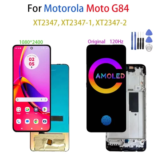 Motorola Moto G84 LCD P-OLED Touch Screen Digitizer Frame Replacement Assembly