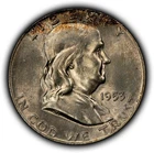 1953-D 50c Franklin Silver Half Dollar - Colorful Pattern Toning - BU - H3738