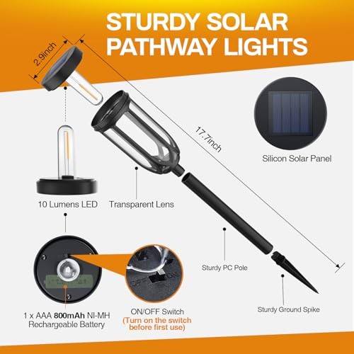 Solar Pathway Lights Outdoor 8 Pack, Bright Solar Lights Outdoor Waterproof - Picture 4 of 7