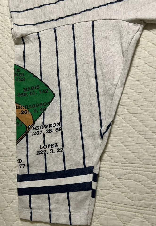 Camisa vintage Long Gone New York Yankees 1961 campeones puntada única AOP XL Foto 4 de 4