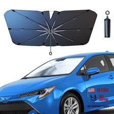 Car Front Windshield Sun Shade with Pull Cord, Umbrella Sun Shade for 55"x29"
