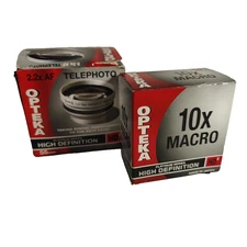 OPTEKA 2.2x AF HD II HD2 Telephoto Camera Lens 55mm & 10 Macro (2PACK!)