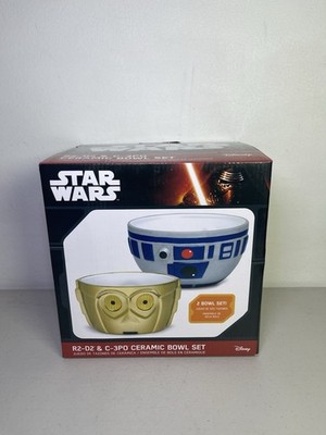 ThinkGeek Star Wars R2-D2 & C-3PO Ceramic Bowl Set 2015 Disney Discontinued NOB