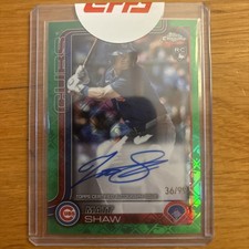 2025 Topps Chrome Logofractor Matt Shaw Green Auto /99 Cubs RC
