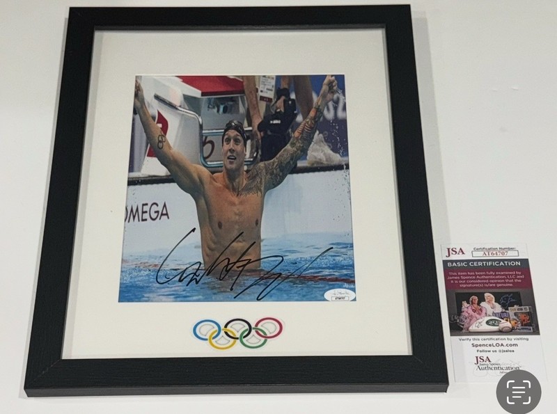 CAELEB DRESSEL SIGNED FRAMED AND MATTED 8X10 PHOTO OLYMPICS SWIMMER JSA COA