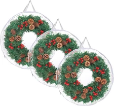 Wreath Storage Container 3 Pcs Clear Christamas Wreath Storage Organizer or Bag 