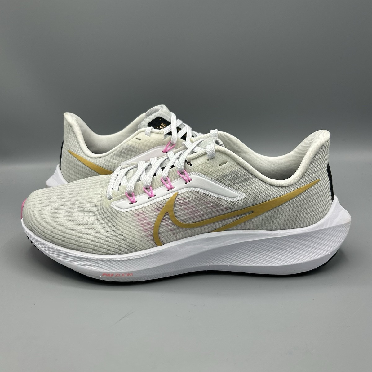 Nike Air Zoom Pegasus 39 Gym Trainers White Gold Running Shoes UK