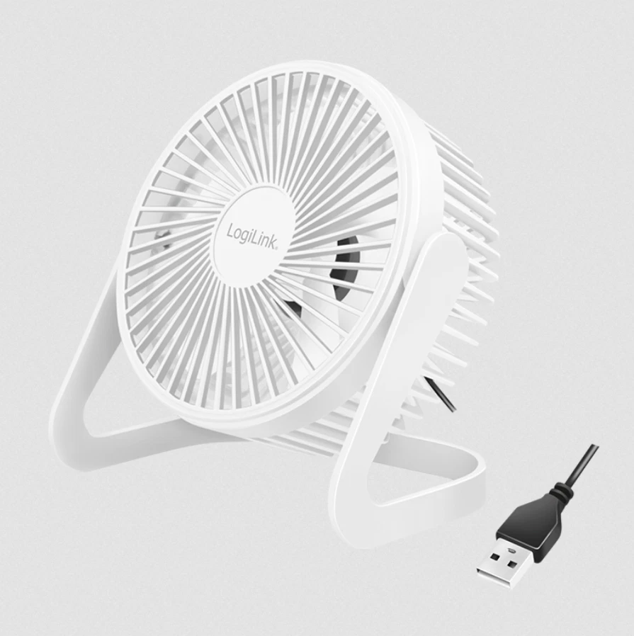 LOGILINK USB Tischventilator Groß Computer Ventilator Lüfter Fan Schreibtisch leise weiß