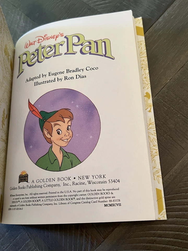 1997 Little Golden Book Walt Disney’s Peter Pan, Like New Condition - Image 3 of 4