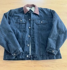 High Noon Denim Jacket Sherpa Lined With Brown Corduroy Collar Size Small