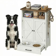 Dog Feeding Station Cabinet Pet Feeder Station Cabinet with Dog Bowls Pull Out
