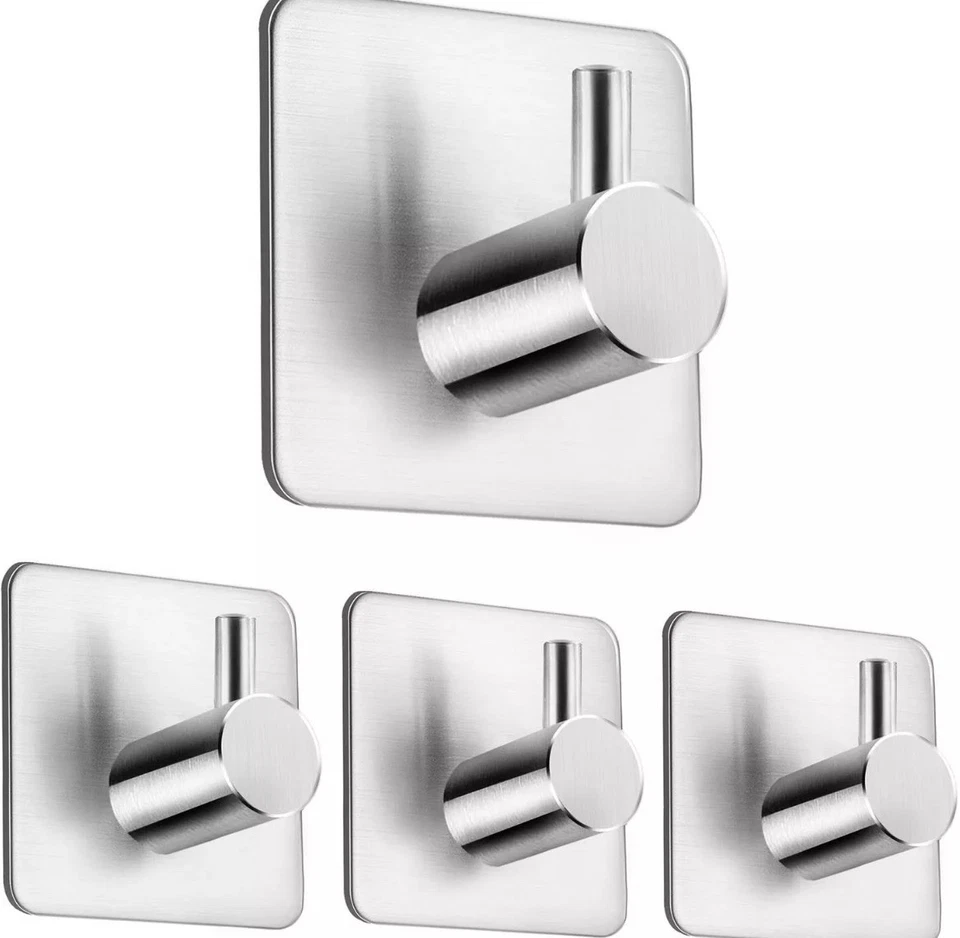 4 Stück Handtuchhaken Handtuchhalter ohne Bohren Edelstahl Selbstklebend Küche - Bild 2 von 4