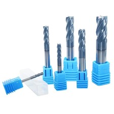 6Pcs 4 Flute 1/8" - 1/2" Solid Carbide End Mills Set - AlTiN Coated