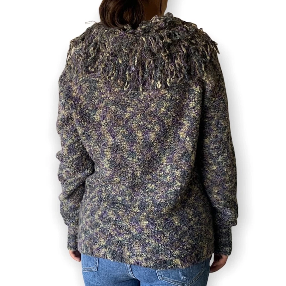 Cárdigan de punto con flecos vintage Nomadic Traders suéter botón delantero M mediano Foto 2 de 4